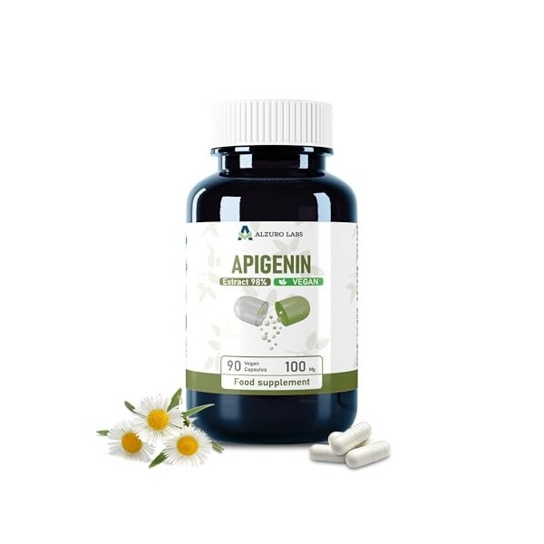 Alzuro Labs Apigénine 100mg - 120 Gélules Véganes | Complément à Haute Concentration | Testé par un Laboratoire Tiers | Sans 