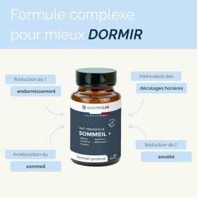Sommeil + Nuit Tranquille – Complément Sommeil Naturel – Mélatonine 1,9 mg, Valériane, Passiflore, Mélisse, Houblon – Endormi