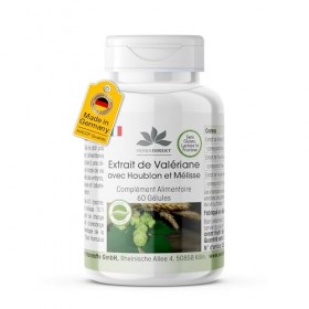 Complexe à base de valériane, houblon et mélisse - 60 gélules - faciles à avaler - végétaliennes - hautement dosées | HERBADI