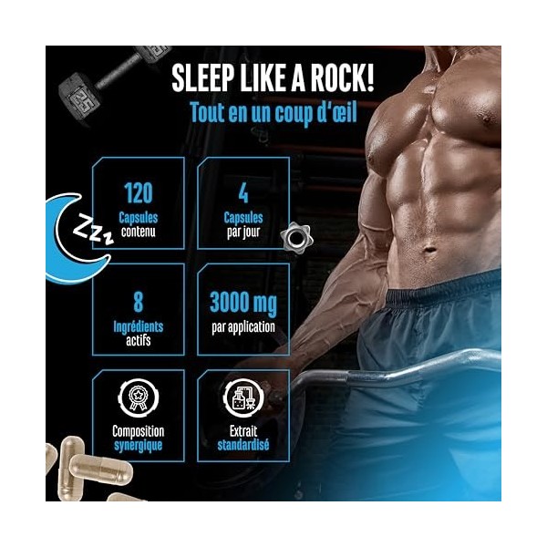 Knockout - Sleep & Recover Support - 120 capsules avec extrait dashwagandha Shoden®, magnésium, L-tryptophane, L-théanine na
