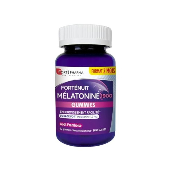 Forté Pharma - Mélatonine 1900 Gummies sommeil - Melatonine 1.9 mg a macher - Complément Alimentaire Sommeil Adulte, Endormis