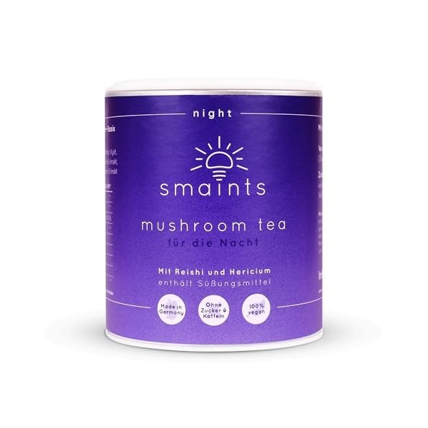 smaints Thé mushroom | Formule complexe avec reihi, héricium, mélisse, valériane, ashwagandha et vitamine C | Parfait avant l