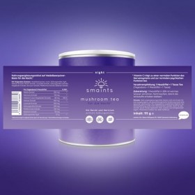 smaints Thé mushroom | Formule complexe avec reihi, héricium, mélisse, valériane, ashwagandha et vitamine C | Parfait avant l