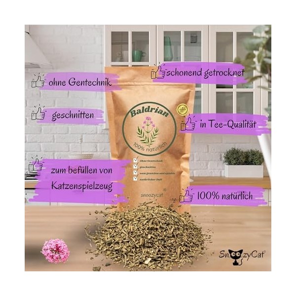 SNOOZYCAT® Racine de valériane en vrac pour chat - 40 g - Herbes 100 % naturelles pour remplir les jouets pour chat - Équilib