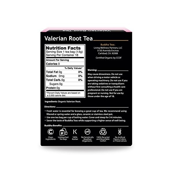 Valerian Root Tea - Organic Herbs - 18 Bleach Free Tea Bags