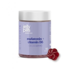 Jelly Pills Mélatonine & Vitamine B6 – 60 Gummies Véganes – Sans Sucres Ajoutés – Goût Mûre – 0,5 mg par Gummy – Sans Gluten 