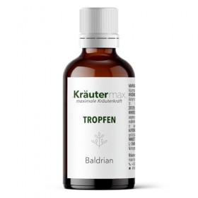 Kräutermax - Gouttes de valériane - 50 ml - Teinture végétalienne de racine de valériane - 15 % de volume