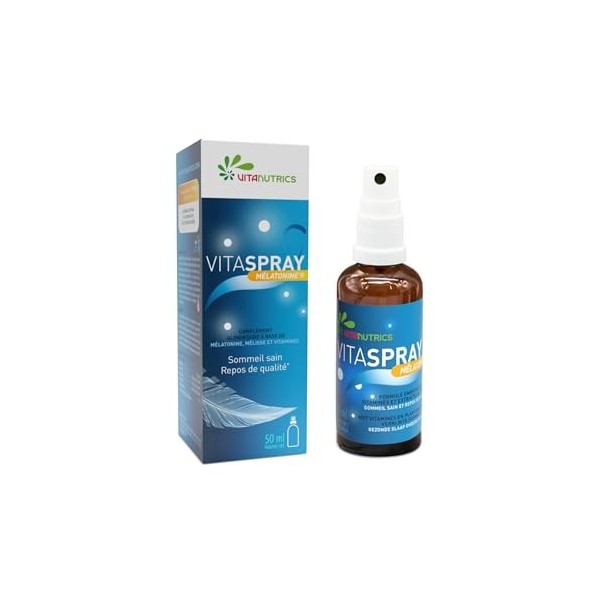 Vitanutrics Vitaspray – Spray à base de mélisse, mélatonine et fleur d’oranger – Favorise la relaxation et un endormissement 