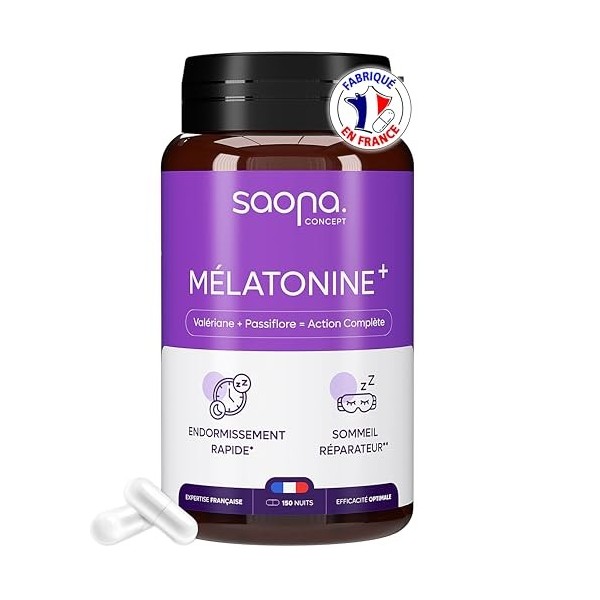 Complément Alimentaire Sommeil - Mélatonine 1,9 mg + Valériane & Passiflore | Endormissement Rapide - Sommeil réparateur | 15