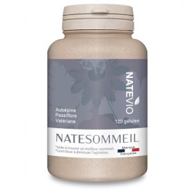 NATEVIO Natesommeil – Complément Sommeil Naturel Sans mélatonine - Aubépine - Passiflore - Valériane - 120 gélules végétales 
