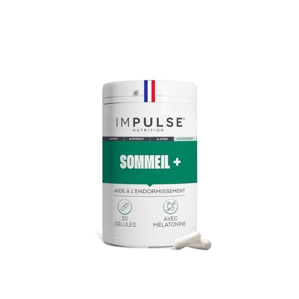 Impulse Nutrition - Complément Alimentaire Sommeil - Mélatonine 1,9 mg, Vitamine B6, Tryptophane - Endormissement rapide, som