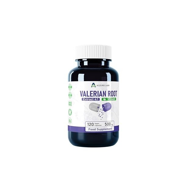 Alzuro Labs Valériane | 2 000 mg équivalent extrait 500 mg 4:1 | 120 capsules végétaliennes | Endormissement Rapide, Nuit R