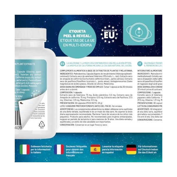 Mélatonine avec Valériane, Passiflore et Pavot de Californie – Gélules pour un Sommeil Réparateur et Réduction de l’Anxiété –
