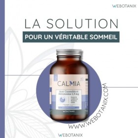 WeBotanix | Calmia Nuit 60 Gélules | Mélatonine 1,9 mg + Pavot de Californie + Houblon + GABA | Améliore la Qualité du Sommei