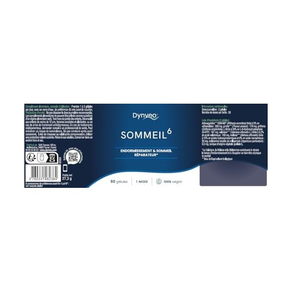 Complexe Sommeil - 6 Actifs Naturels Extraits de Plantes - Endormissement rapide & Sommeil Réparateur - Formule avec Mélatoni