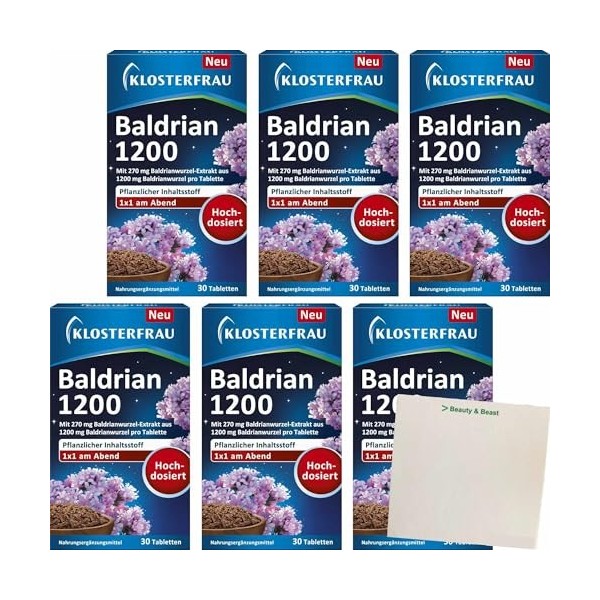 usy Lot de 6 paquets de 30 dragées pour femme monastique Valériane 1200 + bloc usy