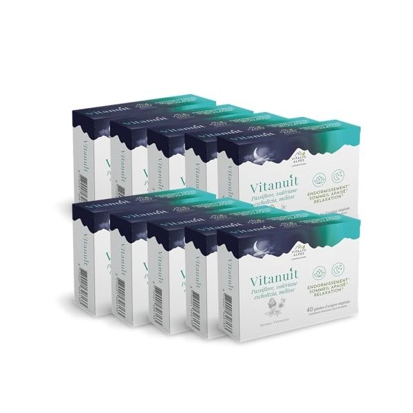 Vitanuit - 40 gélules - Passiflore, Valériane, Mélisse, Mélatonine - Retrouver un sommeil de qualité ! Cure de 20 jours - Vit
