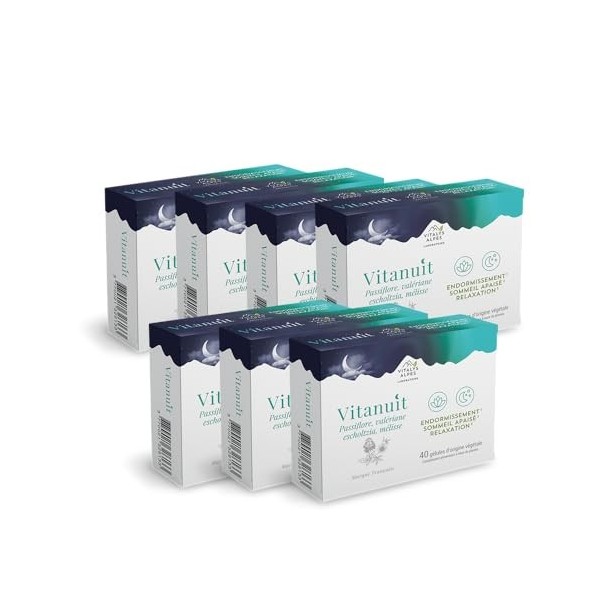 Vitanuit - 40 gélules - Passiflore, Valériane, Mélisse, Mélatonine - Retrouver un sommeil de qualité ! Cure de 20 jours - Vit