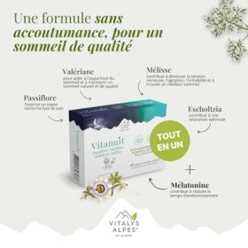 Vitanuit - 40 gélules - Passiflore, Valériane, Mélisse, Mélatonine - Retrouver un sommeil de qualité ! Cure de 20 jours - Vit