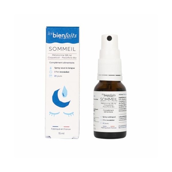 SPRAY SOMMEIL MELATONINE 1,9mg | Endormissement rapide | Lutte contre les insomnies & Réveil Nocturne | Gout Fruits Rouges | ...