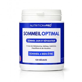 Sommeil Optimal - 60 gélules | Mélatonine | Mélisse | Valériane | Passiflore | Houblon | 100% naturel | Fabriqué en France | 