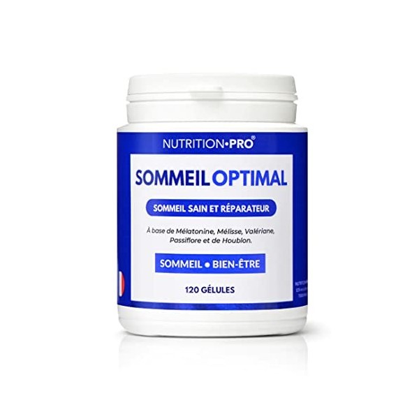 Sommeil Optimal - 60 gélules | Mélatonine | Mélisse | Valériane | Passiflore | Houblon | 100% naturel | Fabriqué en France | 