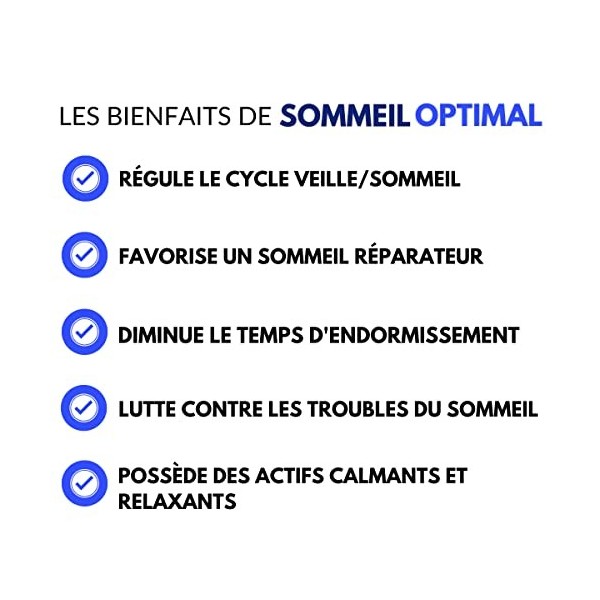 Sommeil Optimal - 60 gélules | Mélatonine | Mélisse | Valériane | Passiflore | Houblon | 100% naturel | Fabriqué en France | 