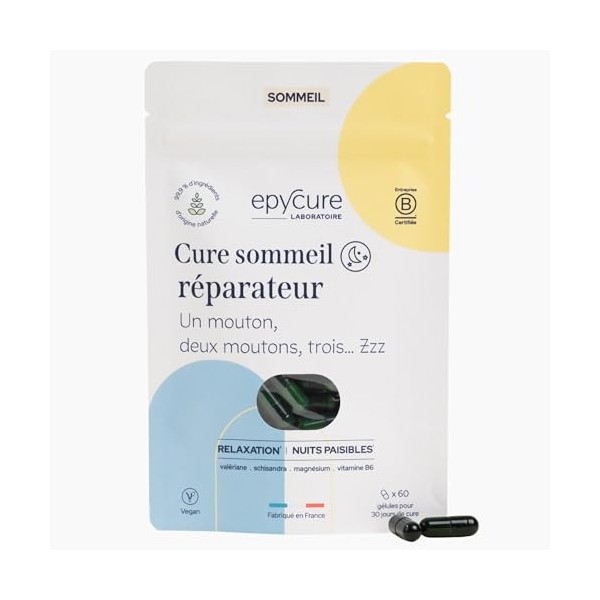 EPYCURE - Cure Sommeil Paisible & Serein - Endormissement Rapide, Sommeil Réparateur, Sans Accoutumance - 99,6% Naturel - Val...