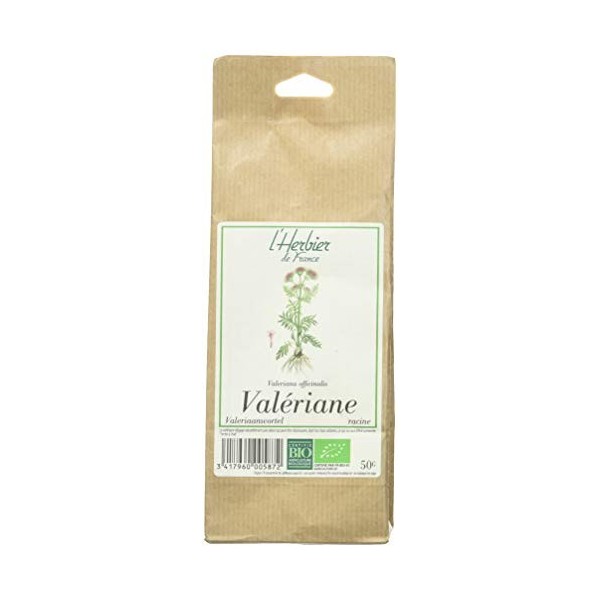 Lherbier de France Valériane Racines Bio Sachet Kraft, 50 g