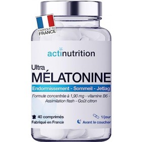 Actinutrition® Mélatonine 1,9mg - 40 nuits - Endormissement Rapide - Sommeil réparateur nuit après nuit - Sans accoutumance |...