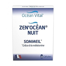 ZenOcéan Nuit, Melatonine 1,9 mg - Complément Alimentaire Naturel Sommeil - Endormissement et Sommeil Réparateur - Anti Stre