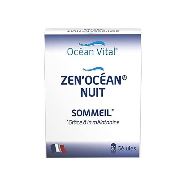 ZenOcéan Nuit, Melatonine 1,9 mg - Complément Alimentaire Naturel Sommeil - Endormissement et Sommeil Réparateur - Anti Stre