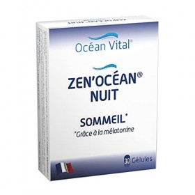ZenOcéan Nuit, Melatonine 1,9 mg - Complément Alimentaire Naturel Sommeil - Endormissement et Sommeil Réparateur - Anti Stre