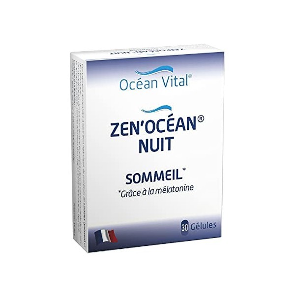 ZenOcéan Nuit, Melatonine 1,9 mg - Complément Alimentaire Naturel Sommeil - Endormissement et Sommeil Réparateur - Anti Stre