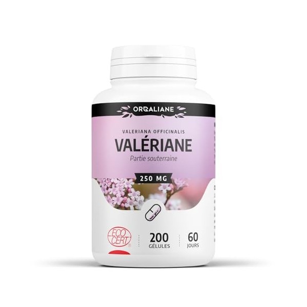Valériane extrait racine Biologique | 750 mg/jour | Valeriana officinalis | Certifié Ecocert | 200 Gélules