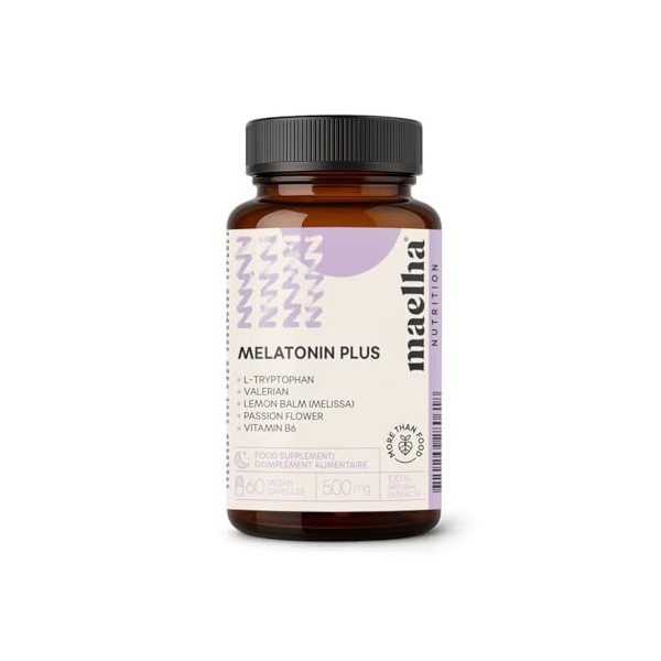 Mélatonine Complex| extra fort | 60 gélules | Tryptophane, Valériane, Mélisse, Passiflore | 100% Naturelle