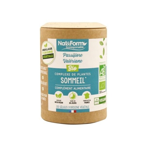Nat & Form Écoresponsable Passiflore Valériane Bio 120 gélules Valériane