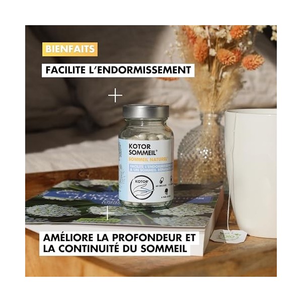 KOTOR SOMMEIL | Endormissement Rapide et Naturel |Complément Alimentaire Anti-Insomnie à base de plantes | Mélisse - Valérian