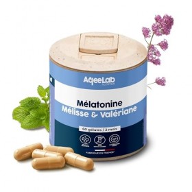 Mélatonine & plantes • Dosage maximal • 60 gélules végétales • 2 mois • Améliore le sommeil • Testée en laboratoire indépenda