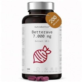 Betterave 7000 mg | 200 Gélules Vegan | Extrait de Betterave Rouge Beetroot 10:1 | Booster Naturel d’Oxyde Nitrique | Énerg