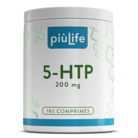 5HTP 1000 mg Extrait de Griffonia Titré à 20% PiùLife 180 Comprimés 2 Par Jour, Bonne Humeur, Anxiété Stress Stop, Précurseur...