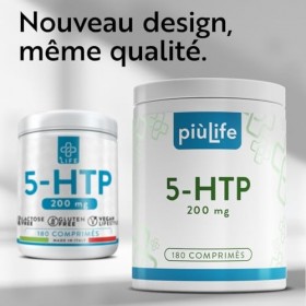 5HTP 1000 mg Extrait de Griffonia Titré à 20% PiùLife 180 Comprimés 2 Par Jour, Bonne Humeur, Anxiété Stress Stop, Précurseur...