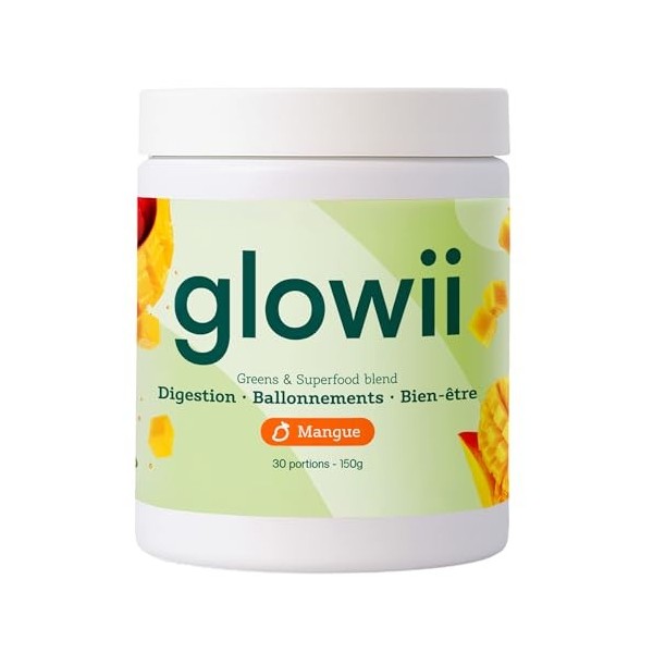 Green Elixir Glowii - Mélange Superfood - 30 Portions - Spiruline, Chlorelle, Moringa, Ashwagandha - Prébiotiques, Fibres, An