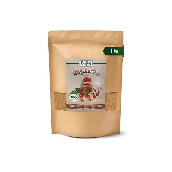 Biojoy Poudre de Cynorrhodon BIO 1 kg , Farine de Cynorrhodon issue de 60% de Graines et 40% de Coques Rosa canina Complémen...