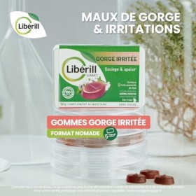 LIBERILL - Gommes Gorge Irritée - Soulage & Apaise - Racine de guimauve + Huile Essentielle de Thym - Gomme dAcacia 100% Nat ...