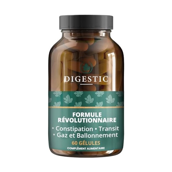 Digestic - Laxatif contre la constipation, ramollit les selles, 100% naturel, 60 capsules, Nettoie, Detox purifie le colon, S...