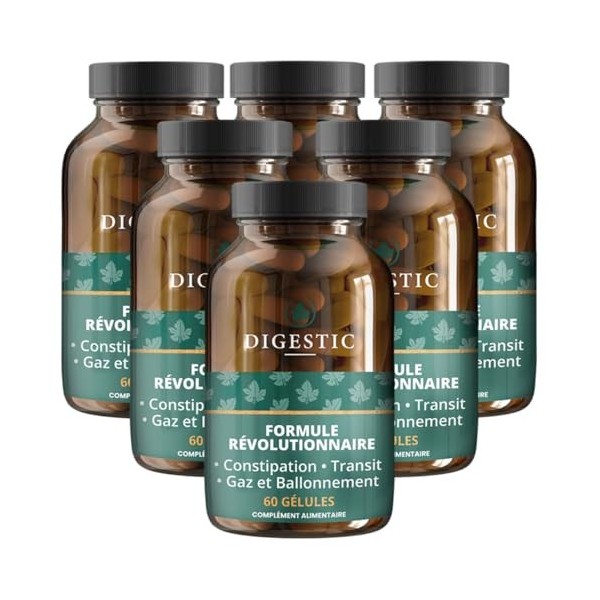 Digestic - Laxatif contre la constipation, ramollit les selles, 100% naturel, 60 capsules, Nettoie, Detox purifie le colon, S...