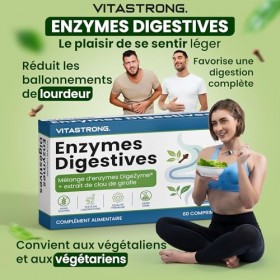 Enzymes Digestives Vitastrong avec Clous de Girofle, Mélange Complet Breveté DigeZyme, Maltodextrine, Alpha-Amylase, Protéase