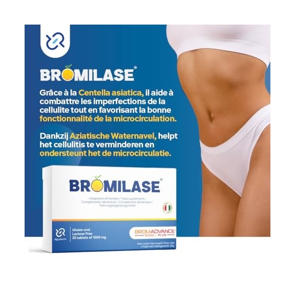 Bromilase Broméline Forte Draineur Puissant Anticellulite avec Enzymes Digestives pour la Cellulite avec Centella Asiatica et