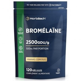 Bromélaïne Forte 500mg 5000 F.I.P | 2500 GDU/g | 120 Gélules Vegan | Digestive Enzyme Supplément Haute Dosé | Extrait Natur